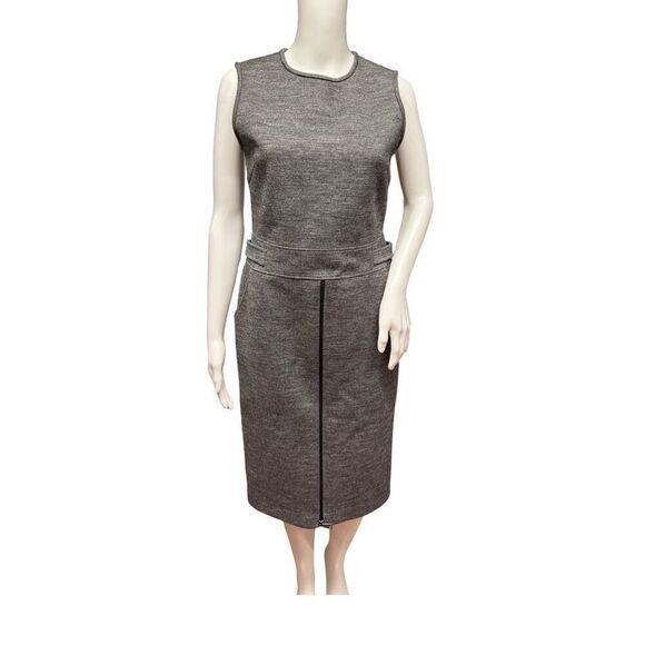 Max Mara Ginnata Wool Midi Dress Size 8 Front Zip Sheath Dark Gray NWT - Picture 15 of 16